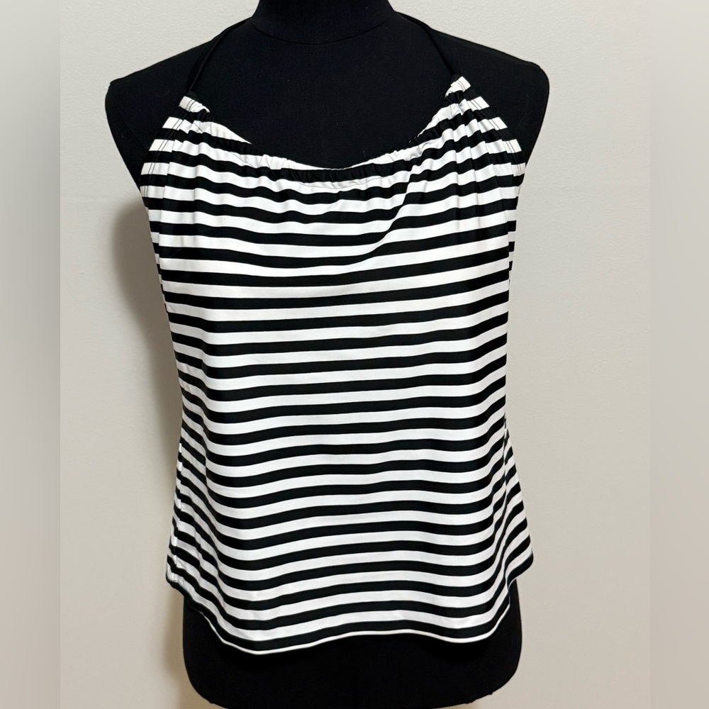 Kona Sol Striped Black and White Swim Top
